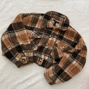 Brown Plaid Crop Jacket